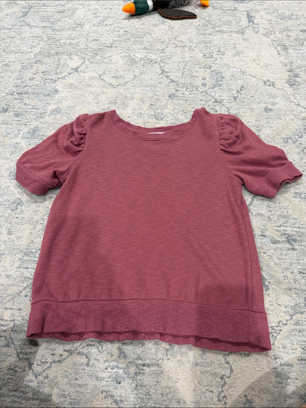 LOFT Girls Puff Sleeve Knit Top - Mauve Rose - Picture 1 of 2